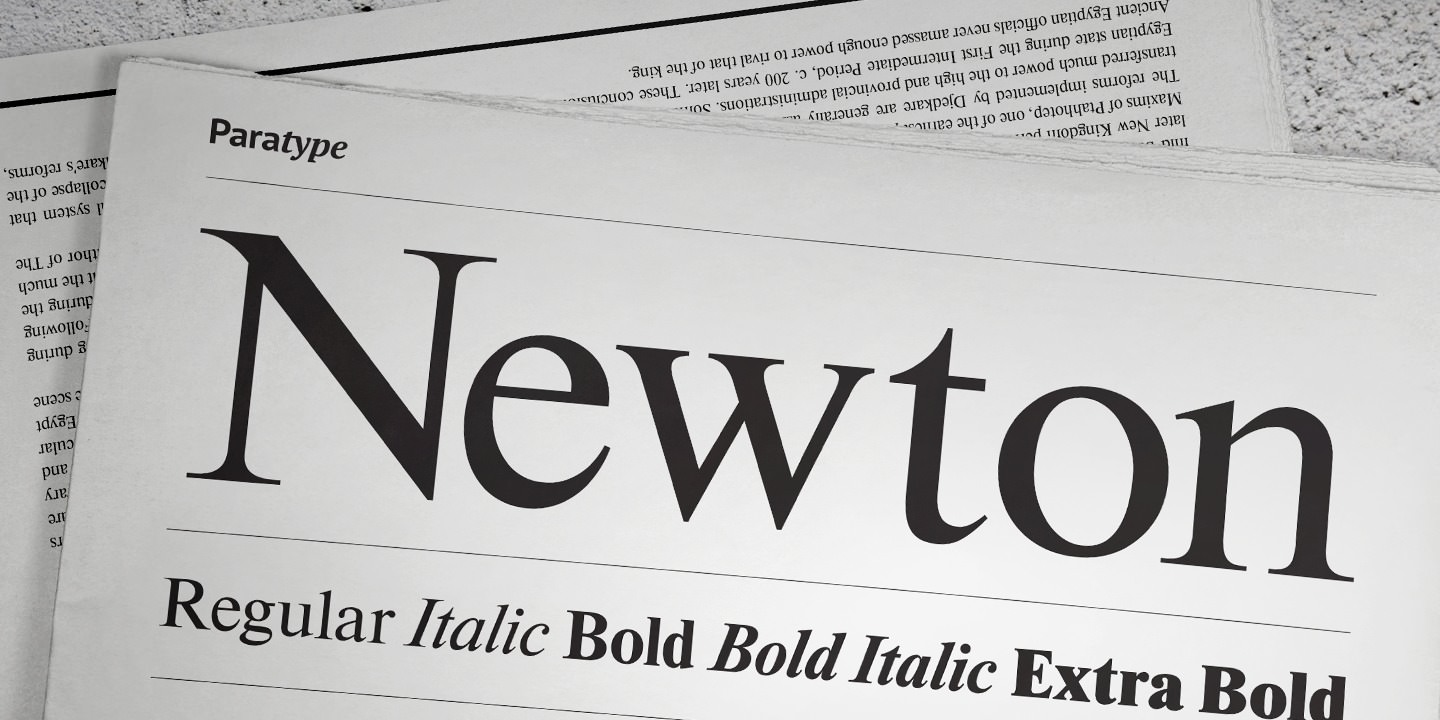 Beispiel einer Newton Bold Italic-Schriftart